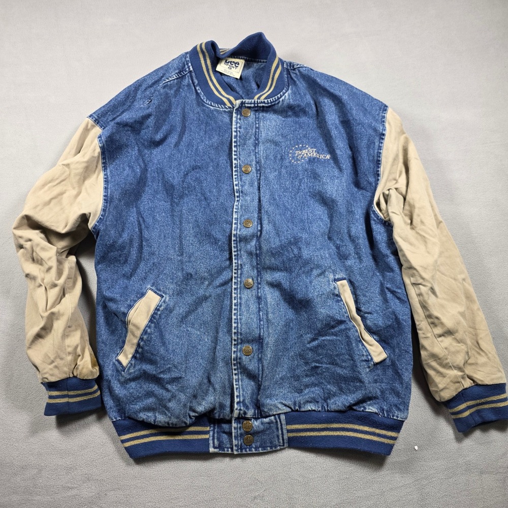 Vintage Lee Sport Jacket Mens Extra Large Blue Tan Varsity The Best of America